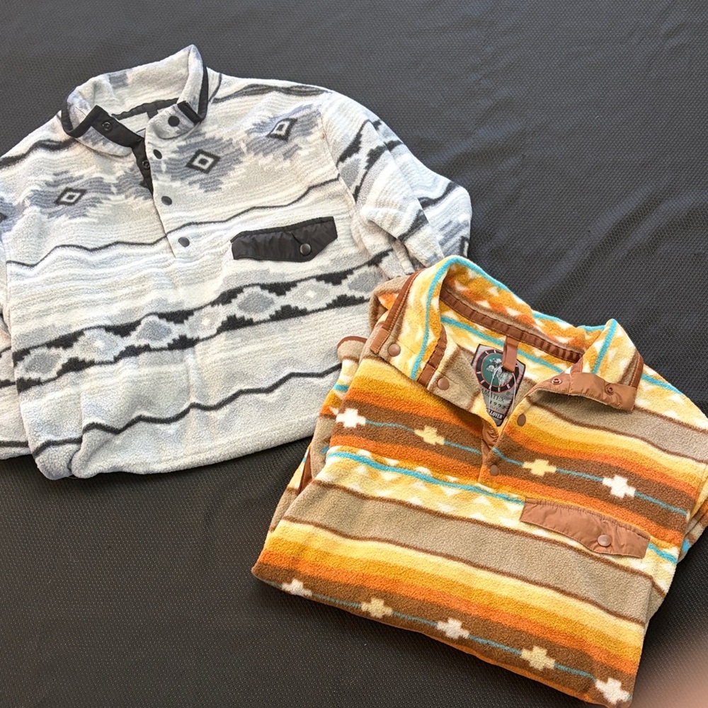 Men’s Western Aztec Fleece Pullover Set, Small